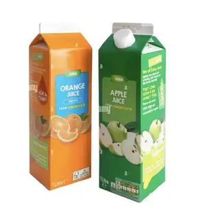 Dossiers de papier d'emballage de boîte de lait de jus de fruit de logo d'impression de carton de pignon 200ml 250ml 500ml 1000ml