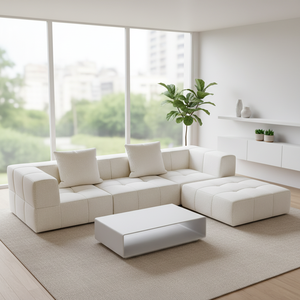 Sofá Modular en Forma de L, Personalizable de Fábrica, con Esponja y Tela, Reclinable sin Estructura, para Sala de Estar - Product Image 1