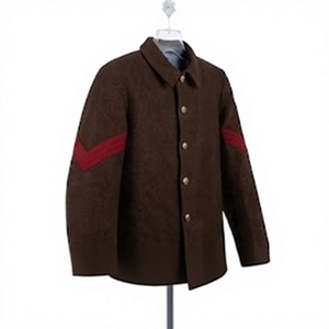 Manteau d'hiver pour homme en laine 100% marron, uniforme, fait main, brodé, à manches longues, à simple boutonnage - Product Image 2