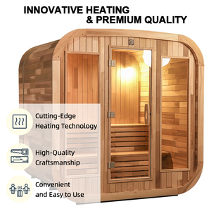ICEMEND Sauna extérieur personnalisable en bois de cèdre rouge, grande taille, design moderne, avec bain froid intégré et spa - Product Image 3