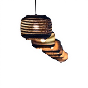 Luminaire suspendu LED en papier kraft brun créatif d'inspiration zen d'Asie du Sud-Est, style japonais Wabi-sabi, pour restaurant, maison d'hôtes, café, bar - Product Image 1