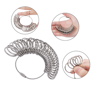 Juego de herramientas de medición de anillo de metal, mandril de anillo de aluminio y medidores de dedo, herramienta de medición de tamaño de anillo de EE. UU. Reino Unido para herramientas de joyería - Product Image 2
