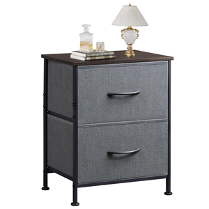 Bedroom 2 Drawers Fabric Nightstand Small Metal Frame <b>Side</b> <b>Table</b> Multifunctional Storage Chest for Living Room - Product Image 1