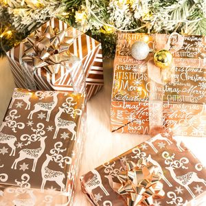 Rose Gold Christmas Wrapping <b>Paper</b> <b>Roll</b> 17x120 Inch Glitter Design For Holiday Gift Packaging - Product Image 6