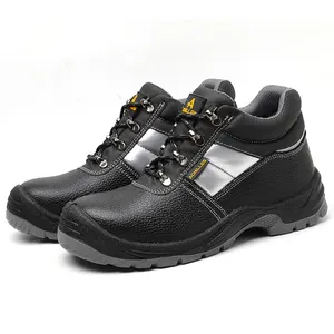 Новый дизайн, кожаные промышленные мужские удобные нескользящие ботинки со стальным носком для защиты от прокола, безопасные рабочие ботинки
