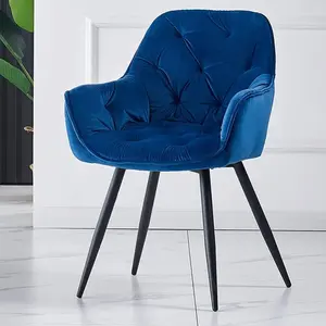 北欧独特现代时尚软垫奢华金色黑色天鹅绒绿色室内舒适扶手餐椅