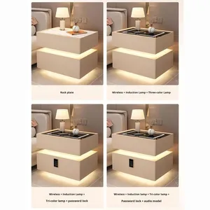 Smart <strong>Bedside</strong> <strong>Table</strong> Floating Light Modern <strong>Minimalist</strong> Wireless Charging Multifunctional Luxury Wooden Bedroom Living Room - Product Image 2