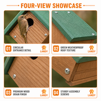 Nichoir en bois de pin naturel pour moineaux, maison en forme de diamant, avec trou d'entrée de 1 pouce, pour jardin, patio, cour arrière, décoration extérieure