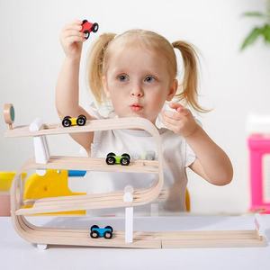 Circuit de course à glissière de haute qualité, <span class=keywords><strong>chariot</strong></span> sur rail, jouet <span class=keywords><strong>en</strong></span> <span class=keywords><strong>bois</strong></span> écologique, cadeau éducatif pour garçons et filles - Product Image 1