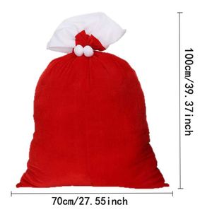 Décorations de Noël Sac à dos de Noël pour personnes âgées Sac cadeau en tissu épais de grande taille avec cordon de serrage pour bonbons - Product Image 6