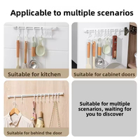 Colgador de herramientas de cocina de distancia ajustable, estante vertical de pared sin taladro, ganchos adhesivos para puerta de armario, gancho de pared para almacenamiento trasero