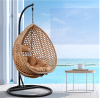 Fauteuil suspendu en rotin pliable pour jardin et terrasse avec coussin et support