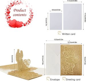 Carte d'invitation de mariage 3d personnalisée, découpée au Laser, faite à la main, avec enveloppe - Product Image 5