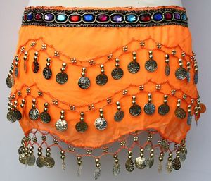 Jupe de <span class=keywords><strong>danse</strong></span> orientale à 3 rangs de pièces de monnaie, jupe de <span class=keywords><strong>danse</strong></span> <span class=keywords><strong>indienne</strong></span> en mousseline, foulard enveloppant avec pierres précieuses - Product Image 6