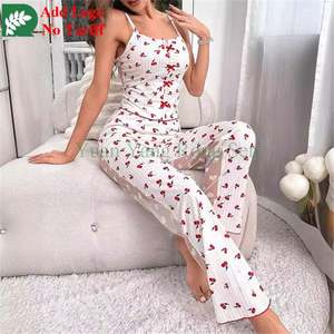 Lettere traslucide Love Heart stampa allegra <span class=keywords><strong>pigiama</strong></span> da <span class=keywords><strong>donna</strong></span> con scollo a v Top Amp pantaloni lunghi a due pezzi <span class=keywords><strong>pigiama</strong></span> da <span class=keywords><strong>donna</strong></span> - Product Image 6