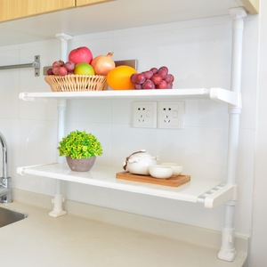 Estante de almacenamiento para cocina de 2 niveles con paneles a presión, sin necesidad de taladrar, estante para horno microondas, organizador de encimera - Product Image 4