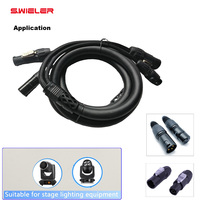 Cable de Control de Iluminación DMX512 de 2m, 3 Pines, 20A, 13AWG, Conector Híbrido Powercon Compuesto, PVC Profesional, Cable Combinado DMX True1
