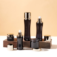 Ensemble cosmétique de luxe en verre rond et carré, flacons ambrés pour soins de la peau de 30g/50g/30-120ml avec pompe ABS pour sérum, crème, lotion, tonique