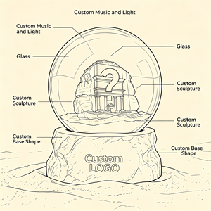 Artisanat en résine entièrement personnalisé, souvenirs de voyage du Moyen-Orient et cadeaux d'entreprise, sculpture de chameau saoudien, globe à neige - Product Image 2