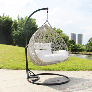 Patio Schaukel mit Ständer Gartenmöbel Set Garten Relax Hängematte Double Wicker <span class=keywords><strong>Rattan</strong></span> Modern Hanging Egg Chair - Product Image 5