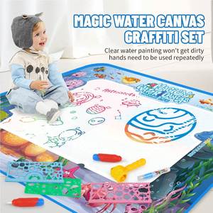 Grand tapis de coloriage à l'eau Monde marin, jouet de peinture sans encre réutilisable pour enfants, tapis magique à l'eau avec motifs de vie marine - Product Image 1