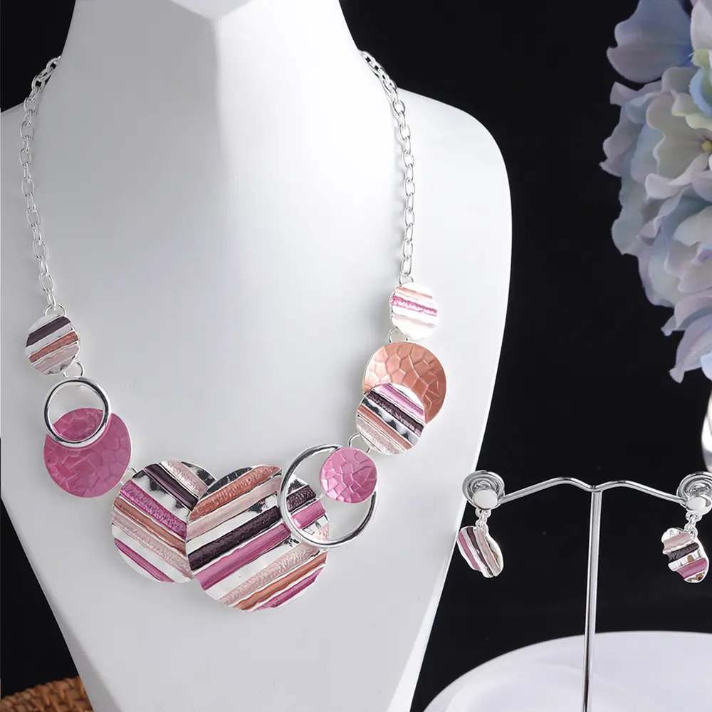 SophiaXuan charming girls christmas gifts hot fashion geometric round necklace indian wedding jewelry set
