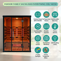 Sauna Interior de Infrarrojos Lejanos para 3 Personas, de Madera de Hemlock, con Espectro Completo