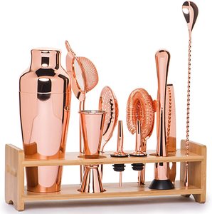 Kit de barman Martini 2026, ensemble plaqué cuivre avec support en bambou, <span class=keywords><strong>shaker</strong></span> à cocktail <span class=keywords><strong>parisien</strong></span> doré de 19 oz avec accessoires de bar - Product Image 1