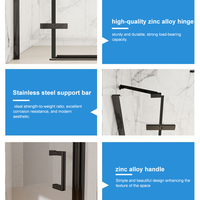 Porte de douche sur mesure en verre brossé or-gris avec cadre en aluminium à charnières en alliage de zinc écologique OEM ODM pour salle de bain