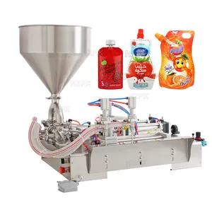 HZPK 100ml 4 Head Desktop Pouch Plastic Liquid Spout Doypack Bag Filling Machine Semi Automatic