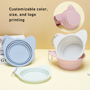 Bol pliable pour animaux de compagnie en silicone de qualité alimentaire, forme personnalisable, avec mousqueton, bol de voyage pliable pour chiens et chats - Product Image 3