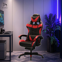 Chaise de jeu de bureau en cuir réglable et rotative avec repose-pieds ergonomique et confortable