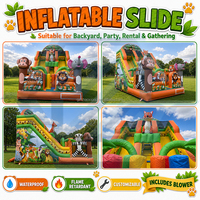 Château gonflable commercial à thème animalier avec toboggan, location pour fêtes d'anniversaire, châteaux gonflables avec souffleur