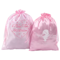 Sac d'emballage d'extension de perruque de cheveux en satin noir Offre Spéciale imprimé de logo personnalisé sac de luxe en soie avec cordon de serrage pour maillots de bain