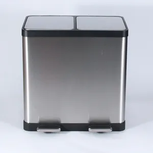 Popular Kitchen 2 In 1 Recycle Bins Garbage Bin Recycling Stainless Steel 40L Home Recycle Waste Bins