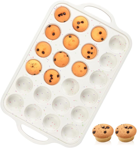 MUYULINS Factory 12/24 Hollow Cups Metal Reinforced Frame Regular Size with Handle Non-Stick <b>Silicone</b> Cake Mold - Product Image 4