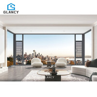 Ventanas de Aluminio Negro con Rejillas Verticales Abatibles, Aislamiento Térmico, Impermeables, Resistentes al Fuego, para Dormitorio, Sala de Estar, Villa