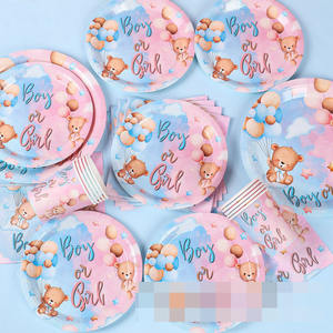 Ychon bébé sexe révéler fête vaisselle ensemble vaisselle jetable assiette ensemble décorations <span class=keywords><strong>de</strong></span> <span class=keywords><strong>Table</strong></span> bébé douche fête décoration - Product Image 3