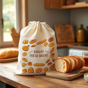 Bolsa Reutilizable de Lino y Algodón con Cordón para Guardar Pan, con Forro de TPU, para Empacar Baguettes - Product Image 2