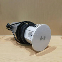 Prise de bureau motorisée intelligente escamotable avec chargeur sans fil et ports USB en alliage d'aluminium pour bureaux
