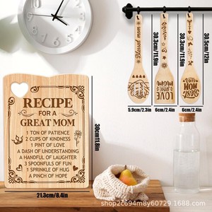 Solid Wood Cutting Board Rectangle Laser Engraved Rustic <b>Kitchen</b> Bread Board Household Use - Product Image 3