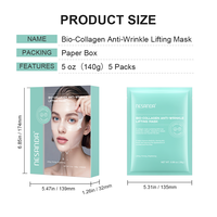 Masque facial en feuille de bio-collagène hydratant en profondeur, éclaircissant, anti-rides, liftant, produit de soin du visage, masques faciaux hydratants, vente en gros
