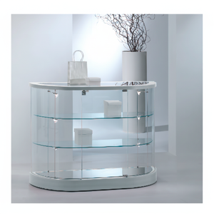 Espositore Semi-Ovale da 94 cm con Luci LED Laterali in Vetro Temperato per Negozi al Dettaglio e Centri Commerciali Design per Gioiellerie - Product Image 1