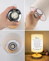 Cadeaux pour la fête des mères et la Saint-Valentin - Lampe de table électrique LED écologique avec abat-jour en bois et tissu - Décoration d'intérieur