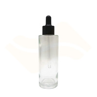 Flacon compte-gouttes en verre cylindrique transparent avec bouchon pipette en caoutchouc noir pour emballage cosmétique – 40ml, 50ml, 60ml, 80ml, 100ml, 120ml