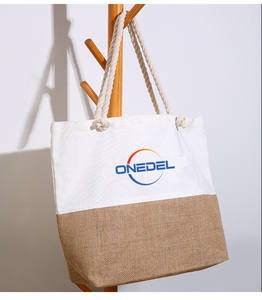 Bolso de lona con logotipo impreso personalizado a precio de fábrica, bolso de compras grande de arpillera, bolso de lona de playa de yute - Product Image 2