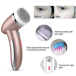 4 In 1 Sonic Vibration <span class=keywords><strong>Mini</strong></span> Face Cleaner pulizia profonda dei pori massaggio elettrico per il viso spazzola per la pulizia del viso impermeabile - Product Image 4