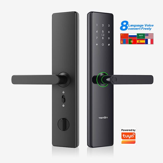 Double Sensors Smart Digital Doorlock Apartment Intelligent Electronic Password Biometric Finger Print Door Handle Lock