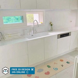 George Group <span class=keywords><strong>Cucina</strong></span> Moderna Personalizzata con Armadio Dispensa in <span class=keywords><strong>Legno</strong></span> Laminato Durevole, Rubinetto in <span class=keywords><strong>Marmo</strong></span>, <span class=keywords><strong>Cucina</strong></span> con Finitura in Impiallacciatura Nera - Product Image 6