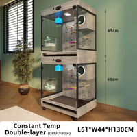 Cage à oiseaux intelligente de luxe à double couche, grande volière moderne d'intérieur pour perroquets avec système de température constante, cages mobiles pour oiseaux